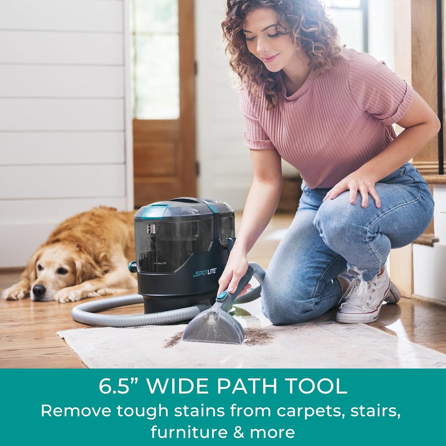 Kenmore KW2001.01 Upgrade SpotLite Portable Carpet Spot Cleaner & Pet Stain Remover, 17Kpa Powerful Suction with Versatile Tools for Upholstery, Couches, Car and Auto Detailer, Black