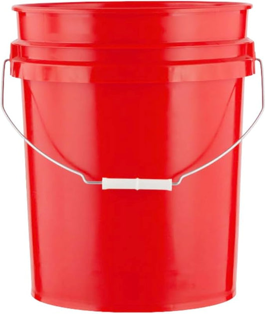 House Naturals 5 Gallon Premium HPDE Plastic Bucket - Made in USA Food Grade Storage Container, BPA Free All Purpose Pail (1, Red)