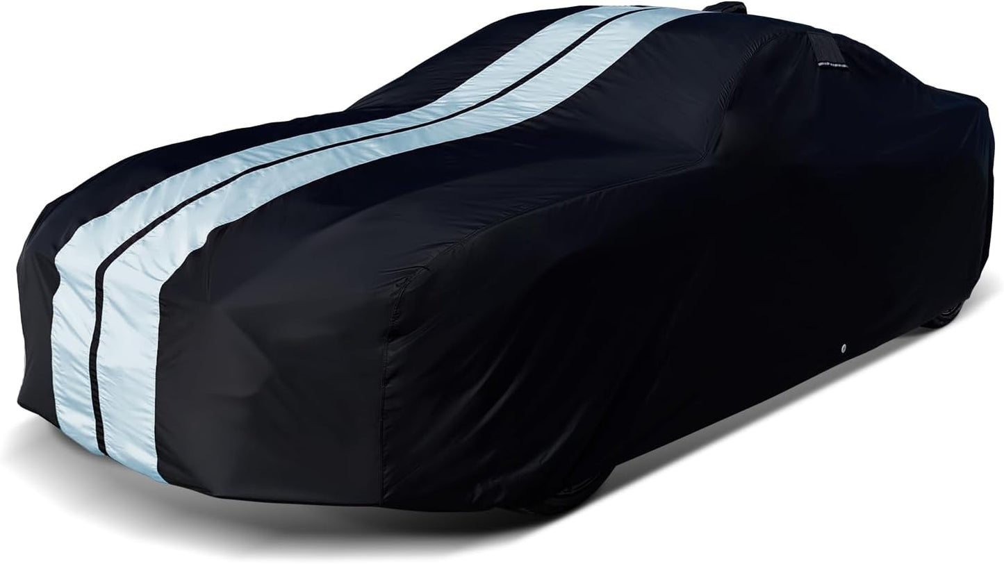 iCarCover Custom Car Cover for Pontiac Phoenix (1977-1979) Waterproof All-Weather Rain Snow UV Sun Protector Full Exterior Indoor Outdoor Car Cover (Stripe - Black/Gray)