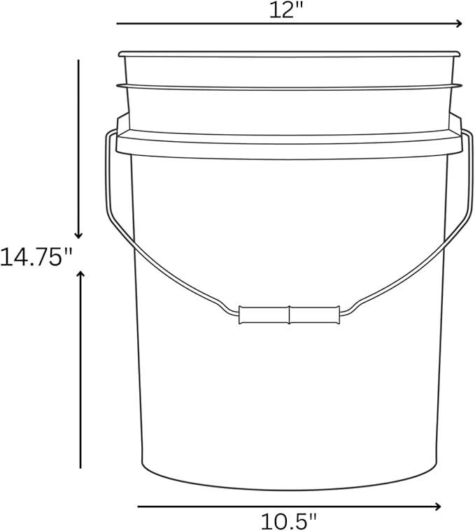 House Naturals 5 Gallon Premium HPDE Plastic Bucket - Made in USA Food Grade Storage Container, BPA Free All Purpose Pail (1, Dark Green)