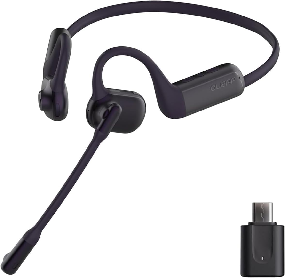 Pilot P200b Pro Wireless Headset with Mic for Work,50dB AI Noise Cancelling Microphone Headphones for Call,Bluetooth 5.3 Open Ear Headphones with USB-C for Mobile Office,Meetings,PC & Phone