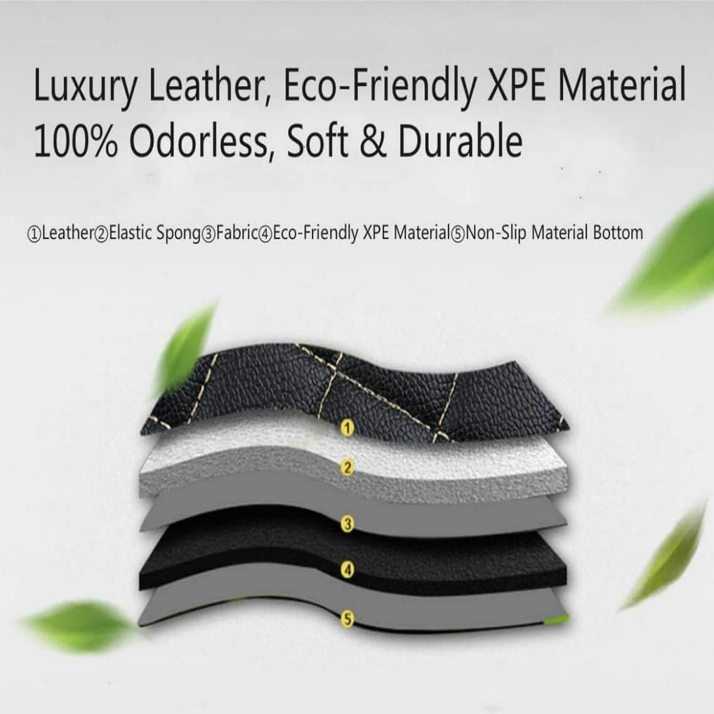 Custom All-Weather Protection Leather Car Floor Mats for Cars Sedan SUV Sports Car Waterproof Floor Mat (Yellow)