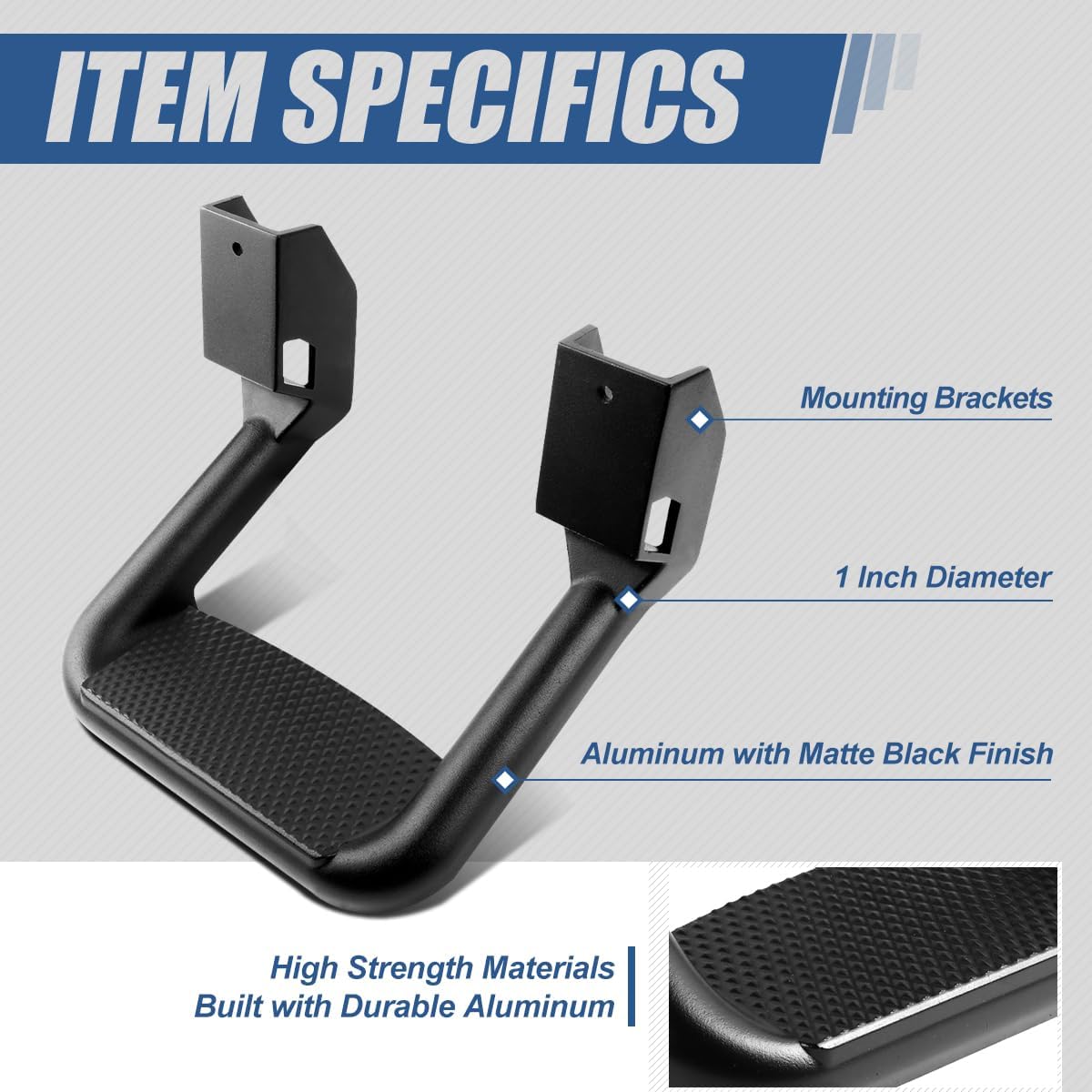 Auto Dynasty Universal Side Step for Pickups & Trucks, Aluminum, Black Coated, Set of 2