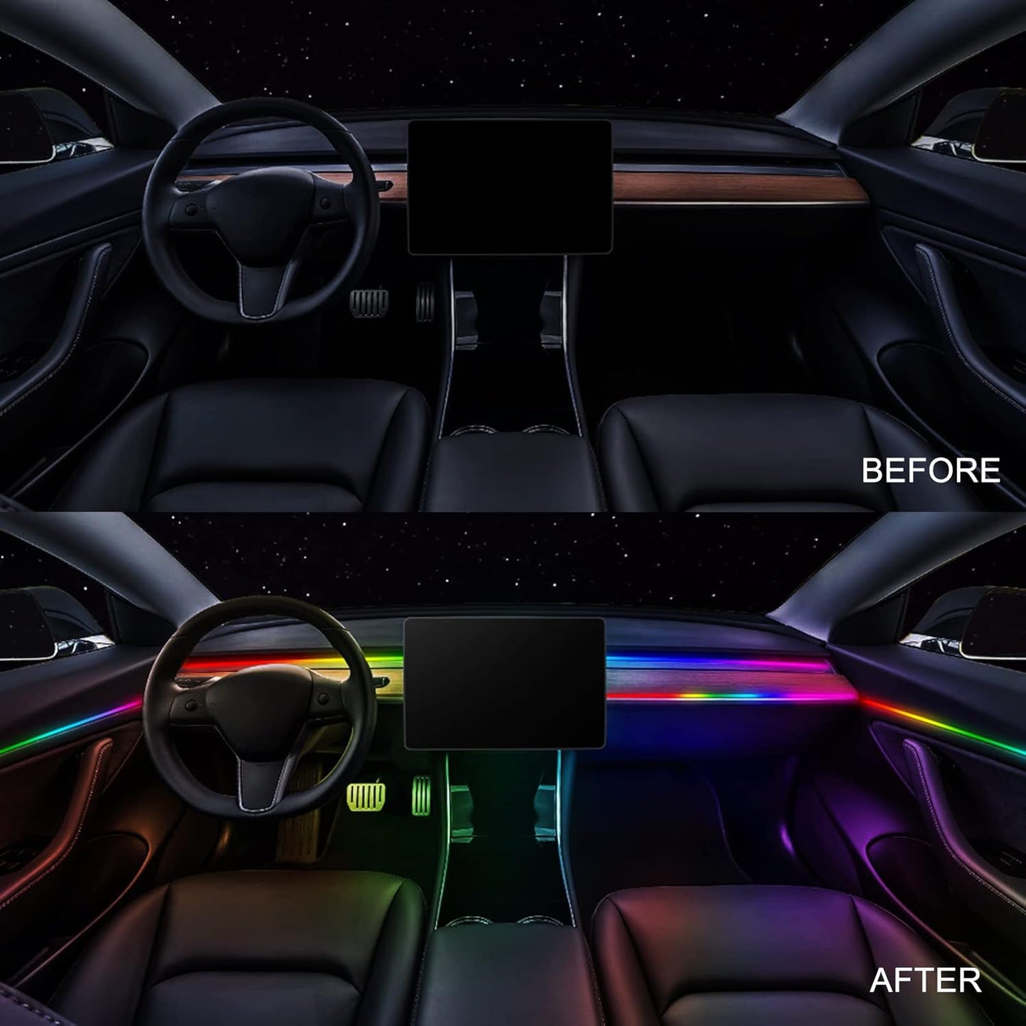 Dreamcolor Acrylic Interior Car LED Strip Light 43-inch, which fit for dreamcolor Main Controller Connects and sub-Controller kit (not Including), Not Applicable dreamcolor 5 in 1(Single Controller)