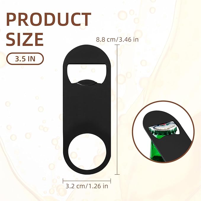 100 Pack Flat Beer Bottle Opener 3.5 inch Stainless Steel Flat Bottle Opener Black Beer Bottle Openers for Bartender Kitchen Bar Restaurant (3.5 Inch)