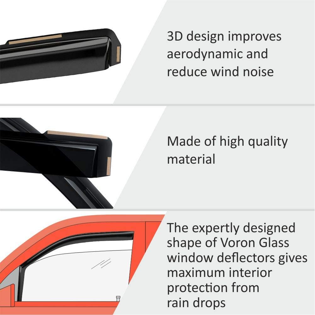 Voron Glass in-Channel Extra Durable Rain Guards for Jeep Compass 2017-2025, Window Deflectors, Vent Window Visors, 4 Pieces - 200669
