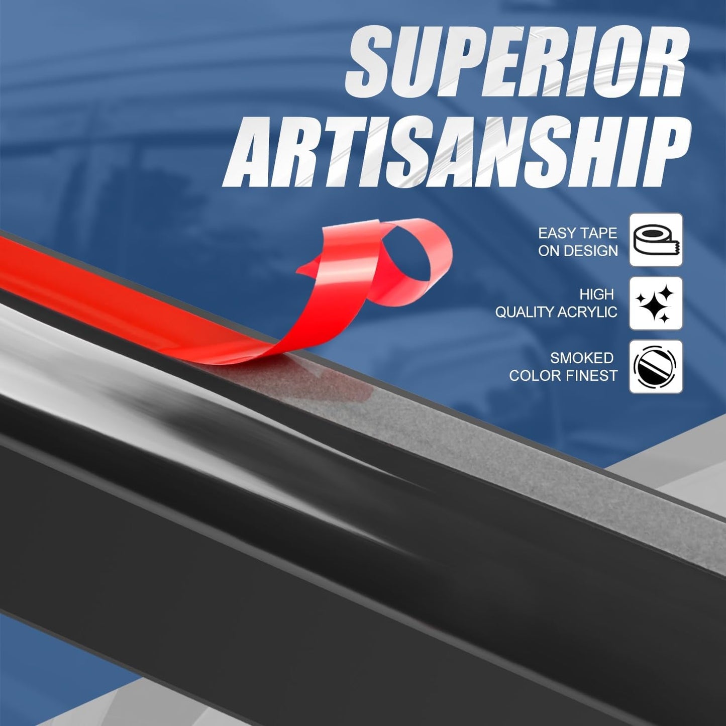 Auto Dynasty 2Pcs Carbon Fiber Pattern Window Visors Compatible with 1994-2003 Chevy S10 Blazer GMC Sonoma Jimmy, Tape-On Front Window Deflectors Rain Guards Sun Wind Air Side Vent Shade, Glossy Black