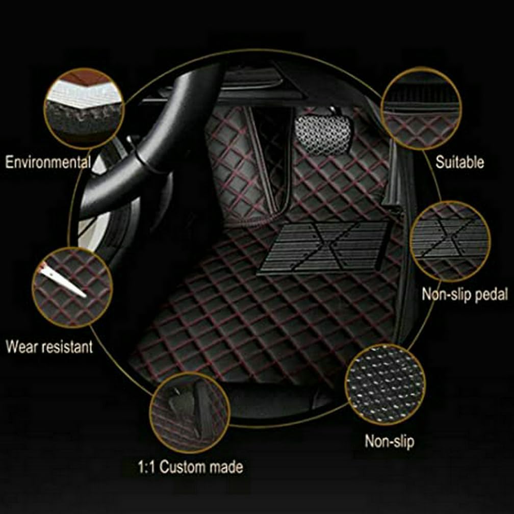 Customized Personalized Car Mats - All Weather Men's and Women's Floor mats Suitable for 99% of vehiclesPads Protection Non-Slip Leather Floor Liners (Purple and Black Beige)