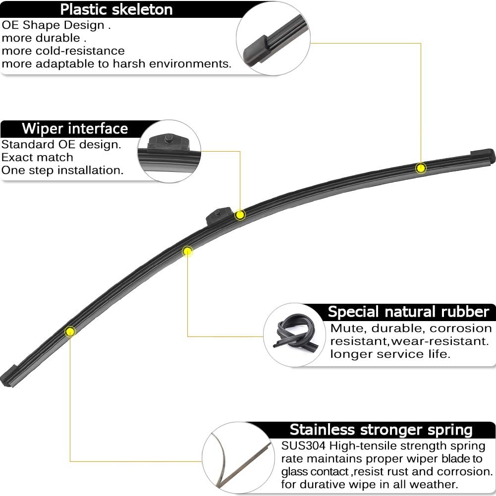 AUTOBOO 26"+22" Windshield Wipers Blades Replacement for Porsche Cayenne 2019-2025 with 13 Inch Rear Wiper Blade -Original Factory Quality (Pack of 3)
