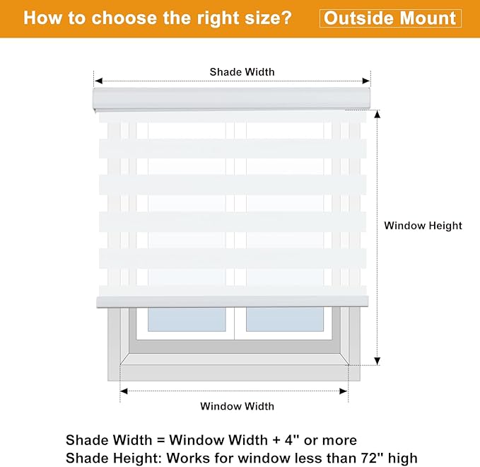 Persilux Cordless Zebra Blinds for Windows Free-Stop Roller Windows Shades (31" W X 47" H, White) Dual Layer Light Control for Day and Night, Light Filtering Sheer Shades for Home, Easy to Install