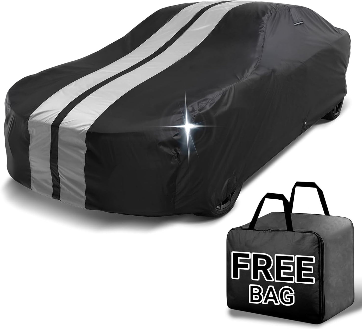 iCarCover Custom Car Cover for Chevy Styleline Deluxe Wagon (1949-1952) Waterproof All Weather Rain Snow UV Sun Protector Full Exterior Indoor Outdoor Car Cover (Stripe - Black/Gray)