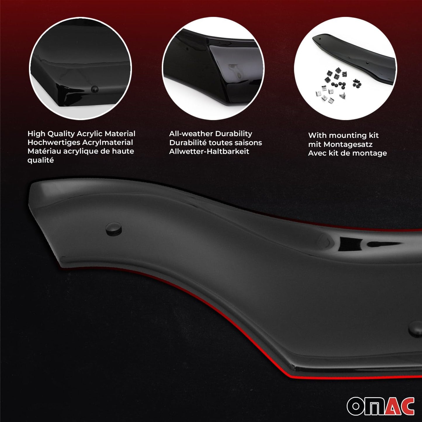 OMAC Front Bug Shield Hood Deflector Guard fits Honda CR-V 2012-2016 Smoke Black