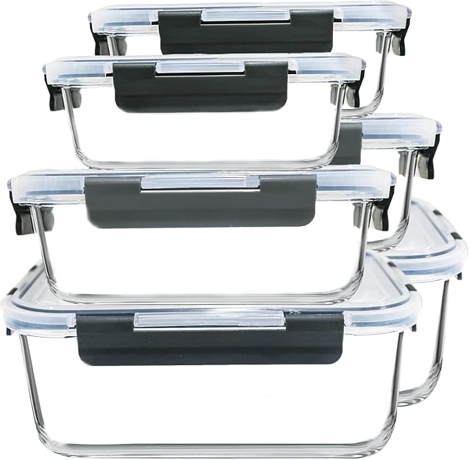 M MCIRCO 74.7oz(9.2 cup), 40.9oz(5 cup)& 19.3oz(2.4 cup) Extra Large Glass Food Storage Containers Set with Lids, 6 Pack Airtight Glass Storage Container for Microwave,Oven,Freezer Dishwasher