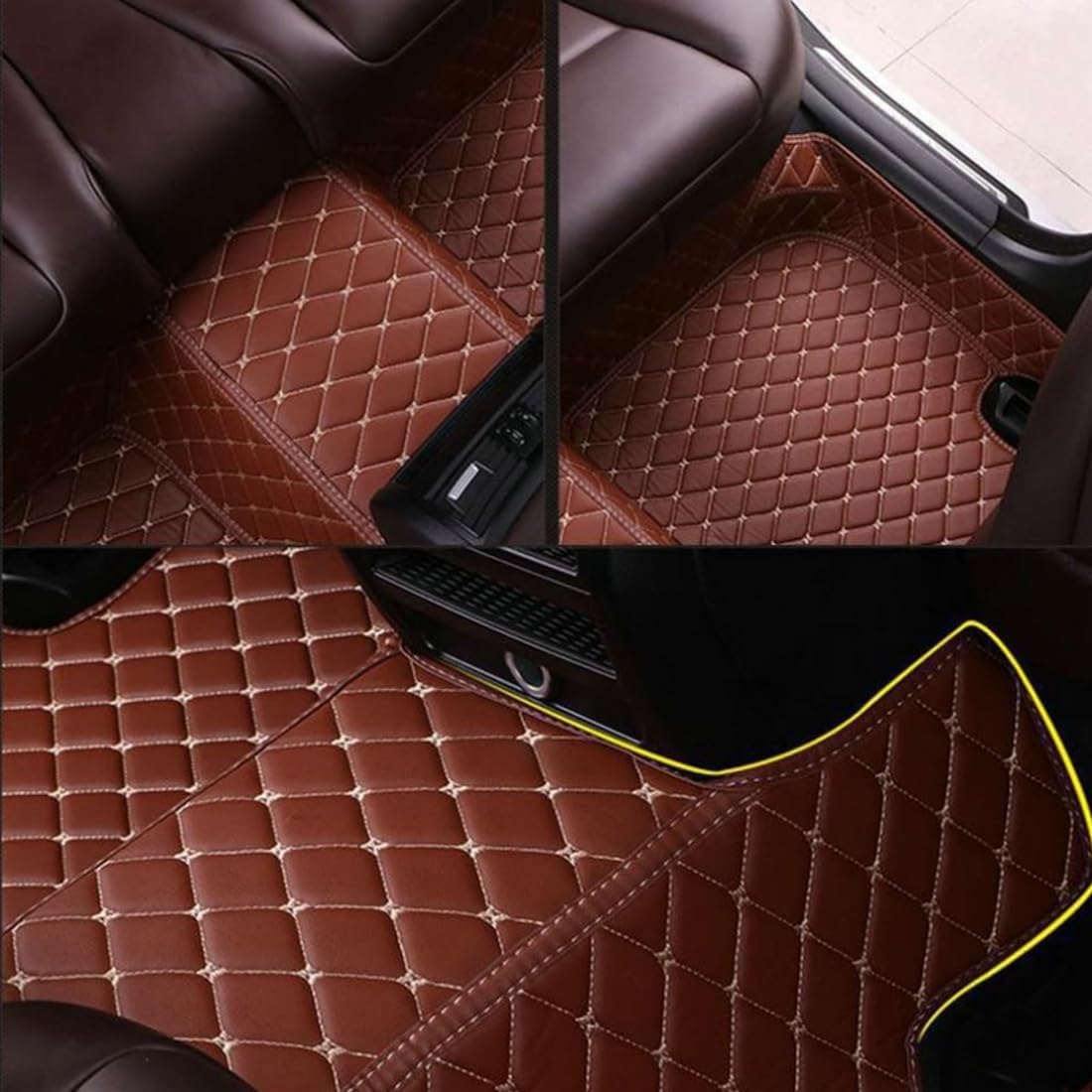 Custom Personalized Floor Mats for Cars，Luxury Full Coverage All Car Floor Mats，Anti-Slip Leather Car Mat Set ，Custom Floor Mats for 99% of Cars, Trucks & SUVs. (Black and Red)