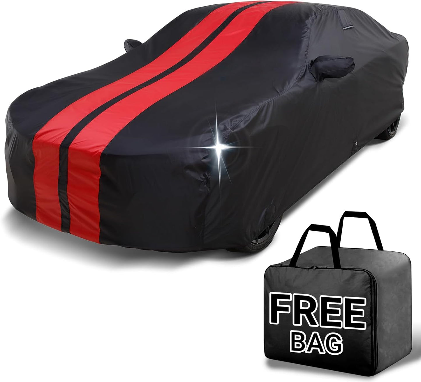iCarCover Custom Car Cover for Buick Verano (2012-2017) Waterproof All-Weather Rain Snow UV Sun Protector Full Exterior Indoor Outdoor Car Cover (Stripe - Black/Red)