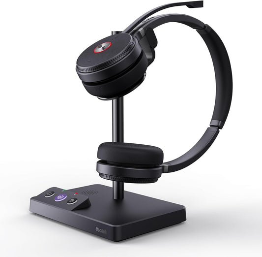 Yealink WH62 Dual Teams DECT Wireless Headset 525 ft Range, Work Headphones with 2X Noise Canceling Mic for IP Phone and Computer, Office Head Set with Call Control, Ringer,14 Hrs Talk Time