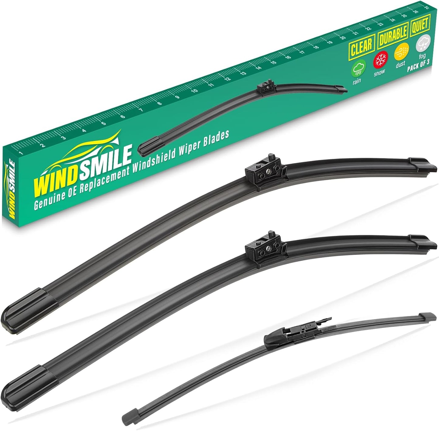 24" 19" 12" Windshield Wiper Blades Replacement for Mercedes Benz GLA250 GLA45 AMG 2016 2017 2018 2019 2020 GLA 250 45 AMG Premium All Weather Front Rear Wipers Set - OEM Quality (Pack of 3)