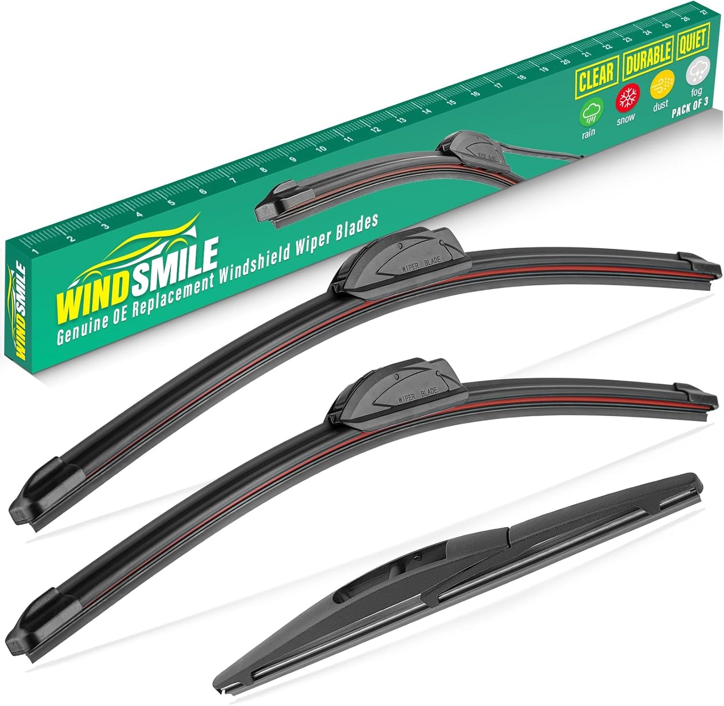 26" 15" 10" Windshield Wiper Blades Replacement for Mazda CX50 CX-50 2023 2024 2025 Premium All Weather Front Rear Wipers Set - OEM Quality (Pack of 3)