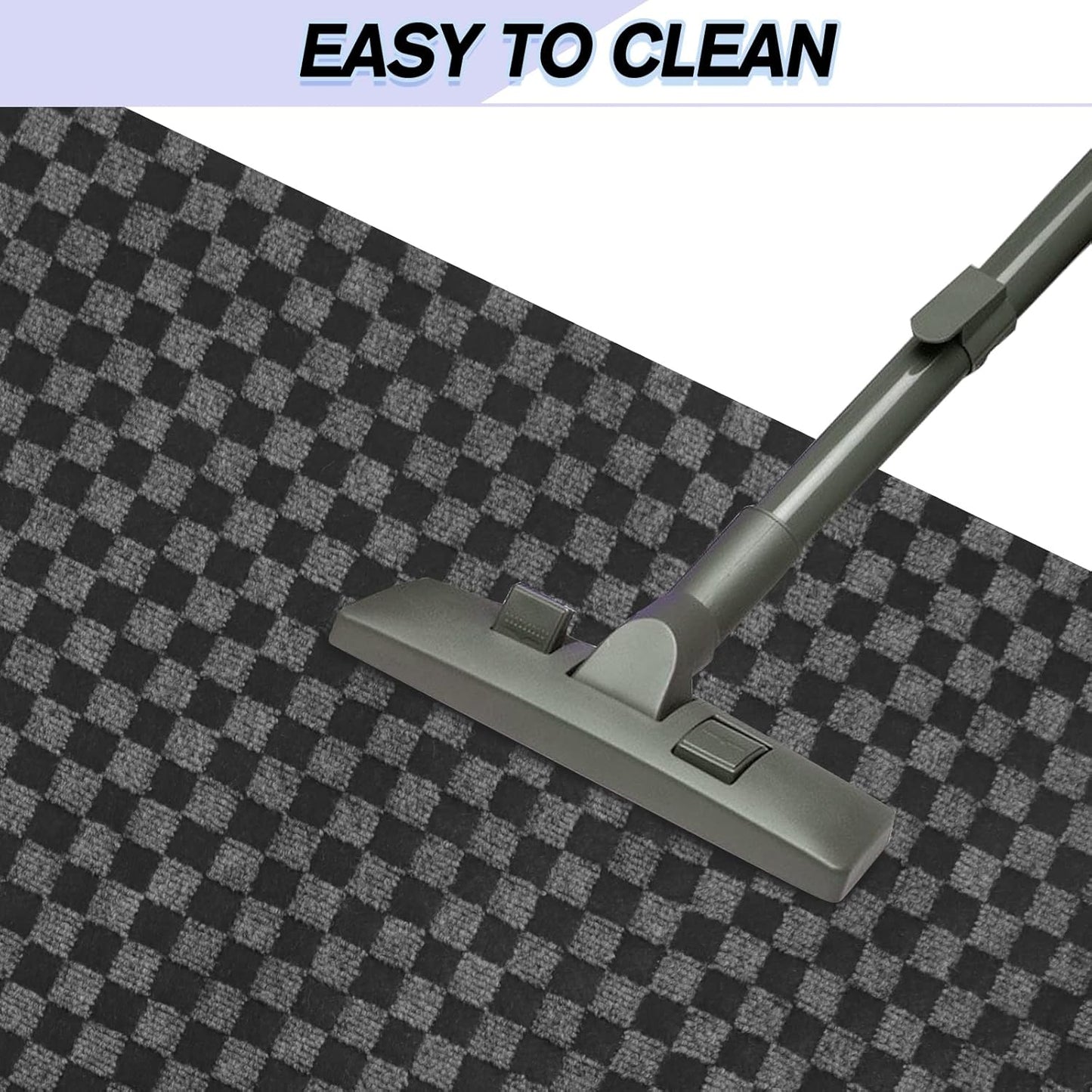 Custom Size Backed Non-Slip Area Rugs Runner, Easy Clean, Waterproof Runner Rugs for Hallway Entryway, Kitchen, Laundry, 3FT x 25FT, Gray Checkered