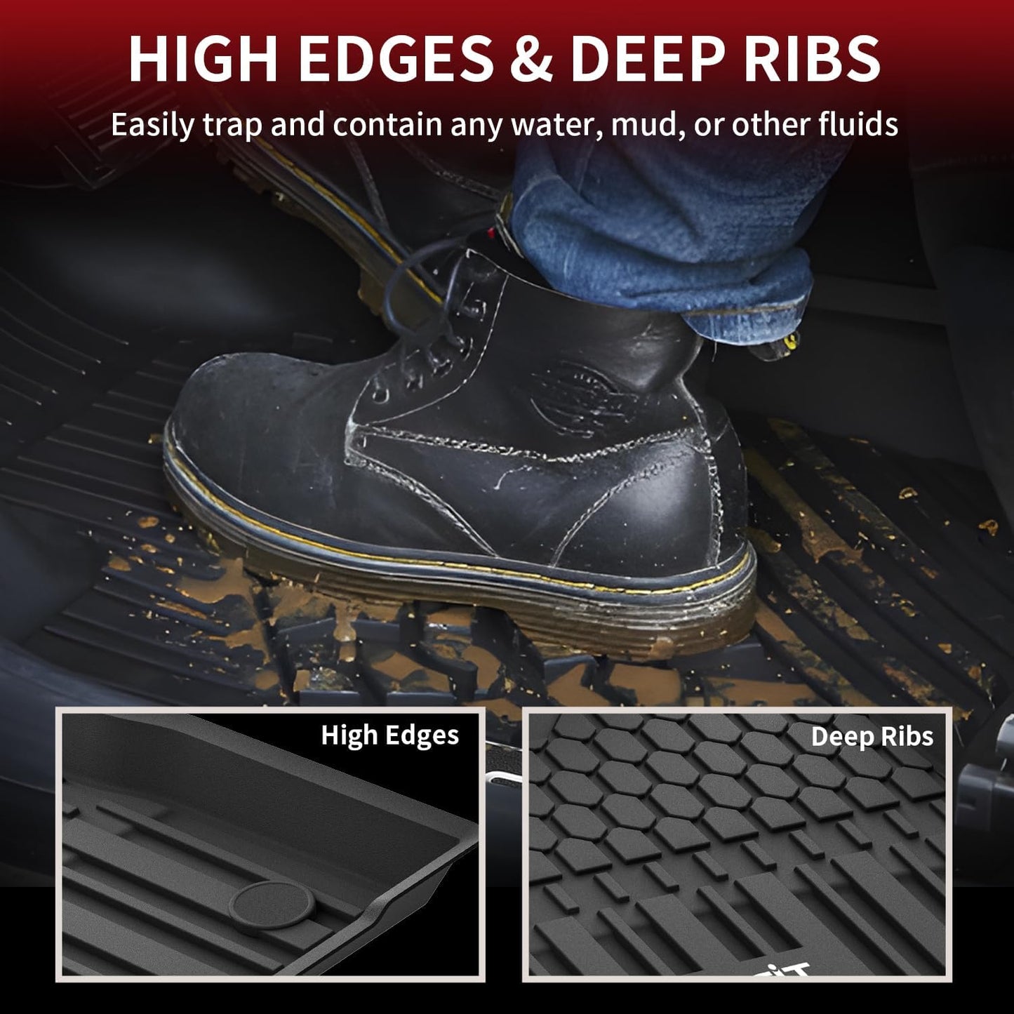 LASFIT Floor Mats for Toyota Sienna 7 Seats 2021-2025 (Only for 7 Seat & Not Fit 2025 Platinum Edition) All Weather TPE Custom Fit Floor Liner for Toyota 7 Passenger Front and Rear Car Mat, Black