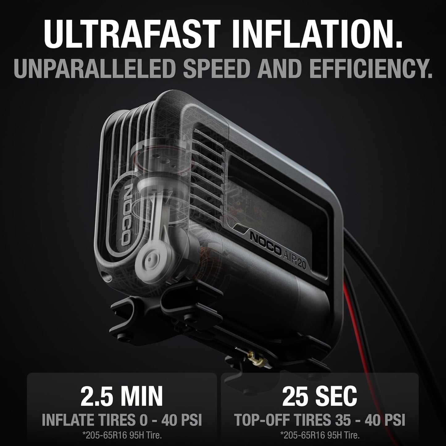 NOCO AIR20: UltraFast 20A Tire Inflator - 12V Portable Air Compressor Pump, 100 PSI Max – 47 SLPM Airflow Inflates 0–40 PSI in 2.5 Minutes – Digital Gauge + Auto-Shutoff