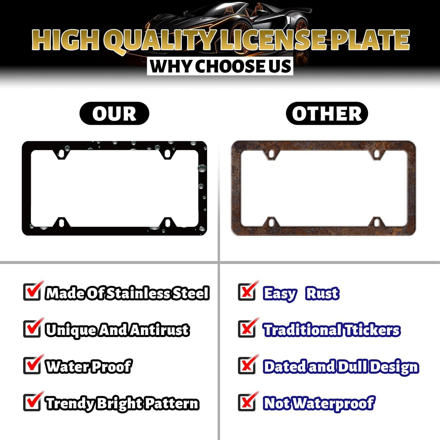 Jesus is Coming Soon License Plate Frame Christian Cross License Plate Holder Funny License Plate for Car Decoration Stainless Steel Religion Car Accessory with Screws Men Women 12.3" x 6.3"