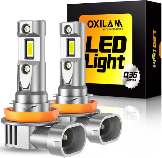 OXILAM H11 H8 H9 LED Bulb, 900% Ultra-Brightness, 5 Min Quick Install, 70000 Hours Lifespan, No Flicker, Plug and Play, Pack of 2