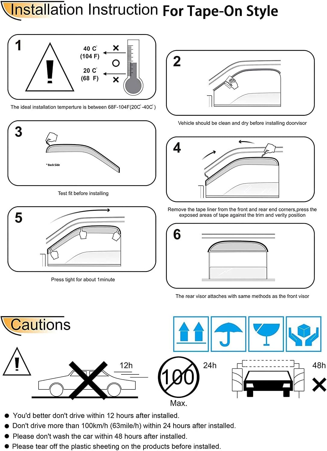 Side Window Wind Deflector,4pcs Outside Mount Style Sun Rain Guards Set,Dark Smoke Nice Window Visor fit for 2003-2008 Toyota Matrix E130 / Pontiac Vibe 94455