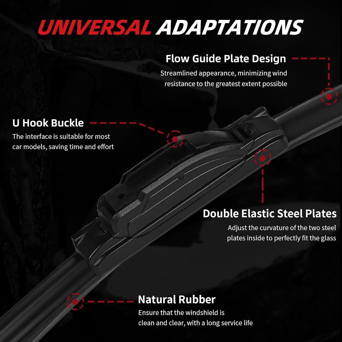 OTUAYAUTO Premium Windshield Wiper Blades - Replacement for Honda CRV CR-V 2012-2016 - Precision Fit, All-Weather Performance, Front and Rear Wiper Blades, U Hook - 26"+16"+12" (Pack of 3)