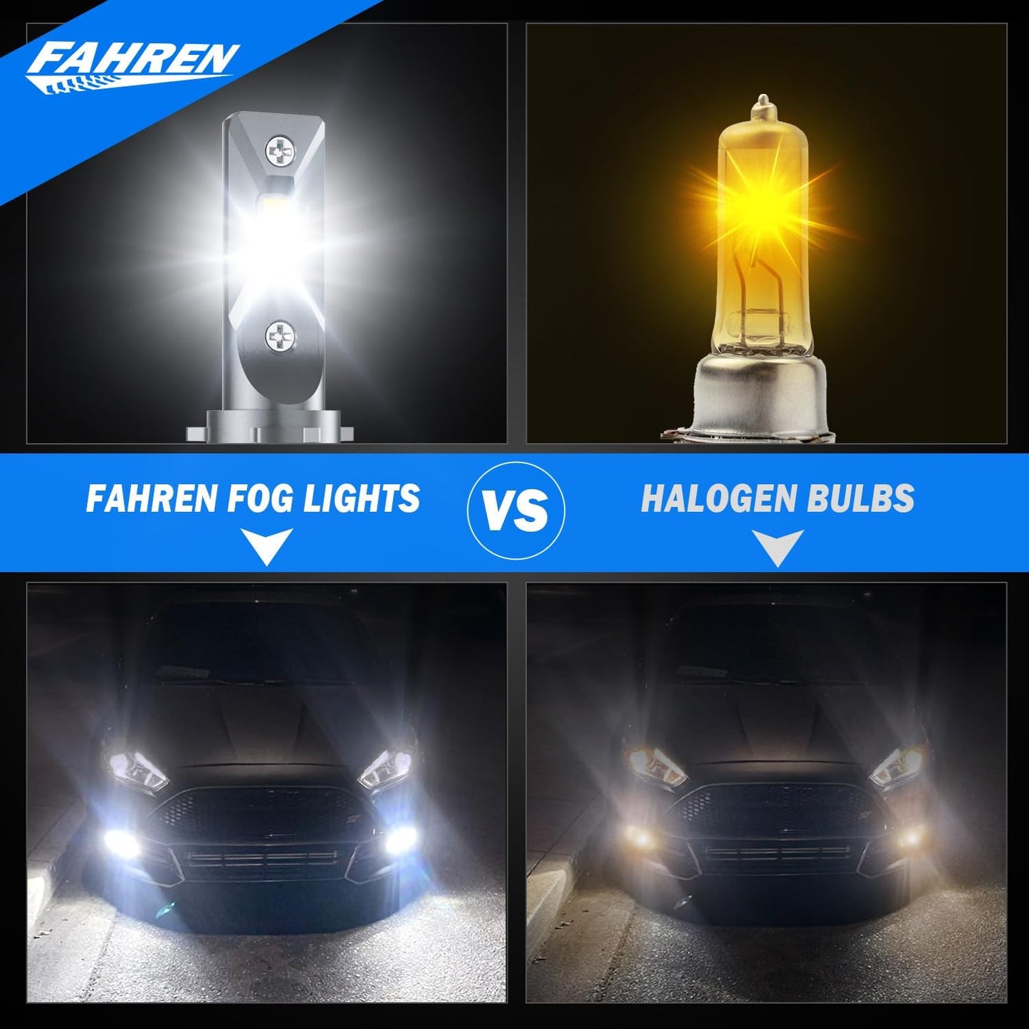 Upgraded HB3/9005 Light Bulb, 40,000LM Super Bright 6500K, 7 Years Long Service Life with Cooling Fan, Real 1:1 Size 9005 Fog Lights, CANbus-Ready Plug and Play, lP68 Waterproof, Pack of 2
