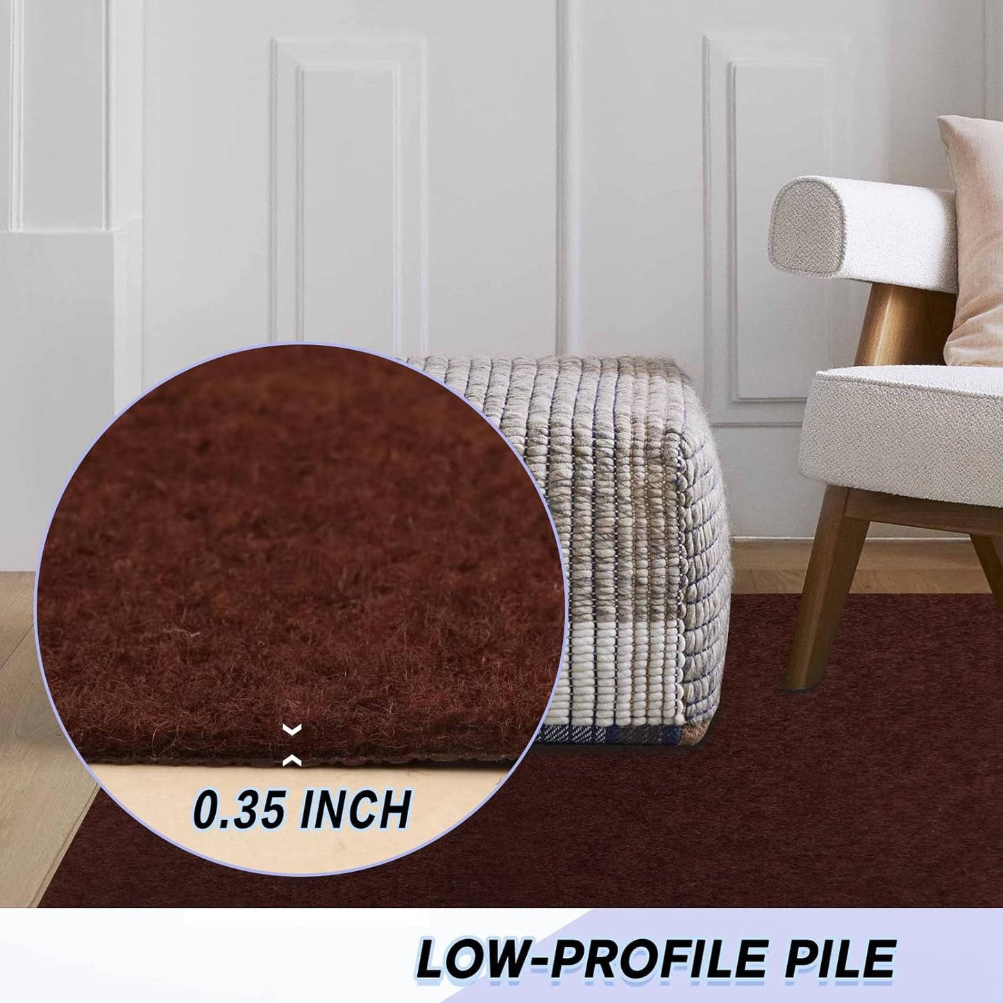 Custom Size Backed Non-Slip Area Rugs Runner, Easy Clean, Waterproof Runner Rugs for Hallway Entryway, Kitchen, Laundry, 3FT x 9FT, Brown