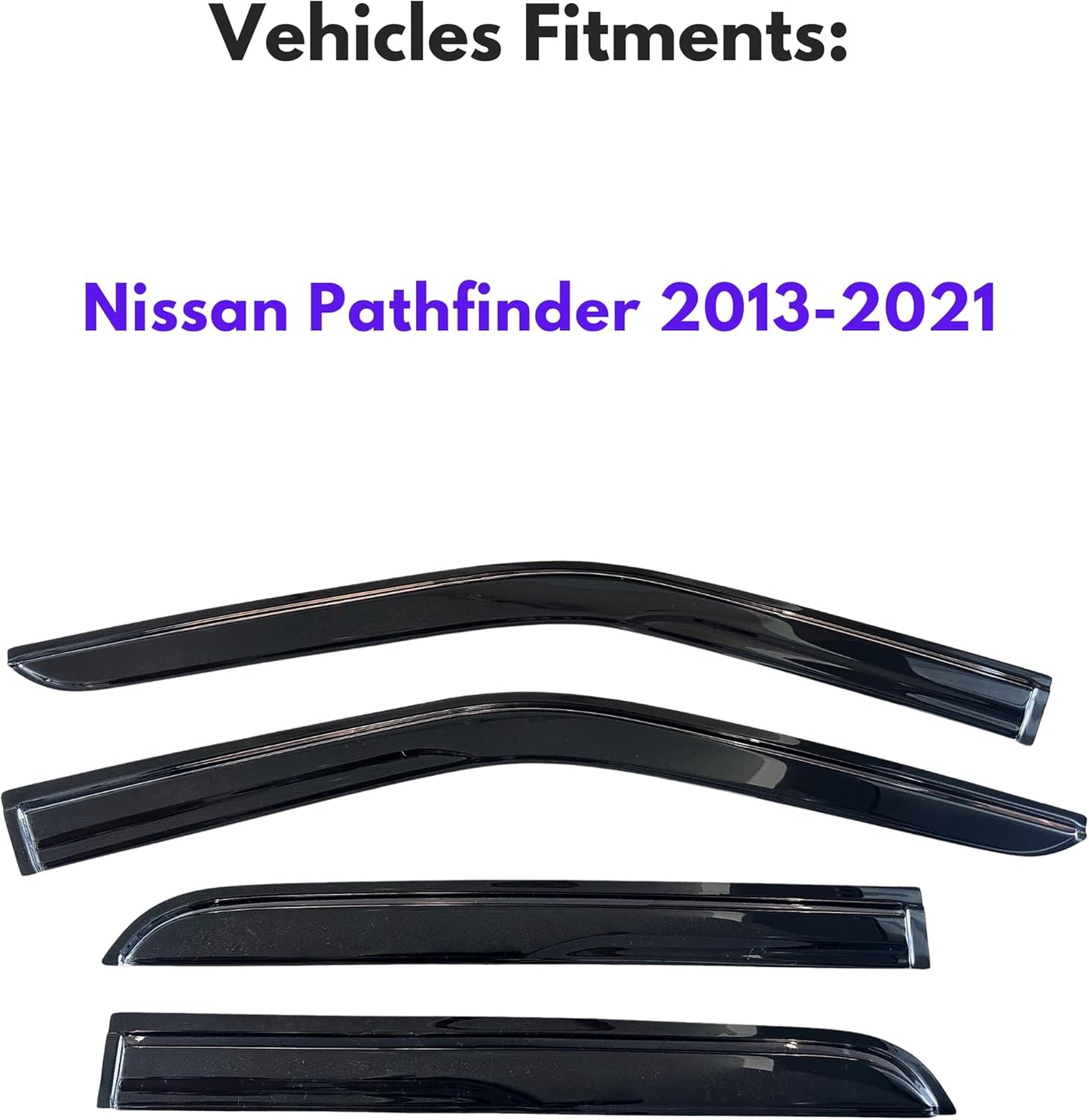 KPY Window Visor Compatible with Nissan Pathfinder 2013-2021, 4PC Rain Guard Side Window Vent Deflectors Tape-On Mugen Style, 2013 2014 2015 2016 2017 2018 2019 2020 2021