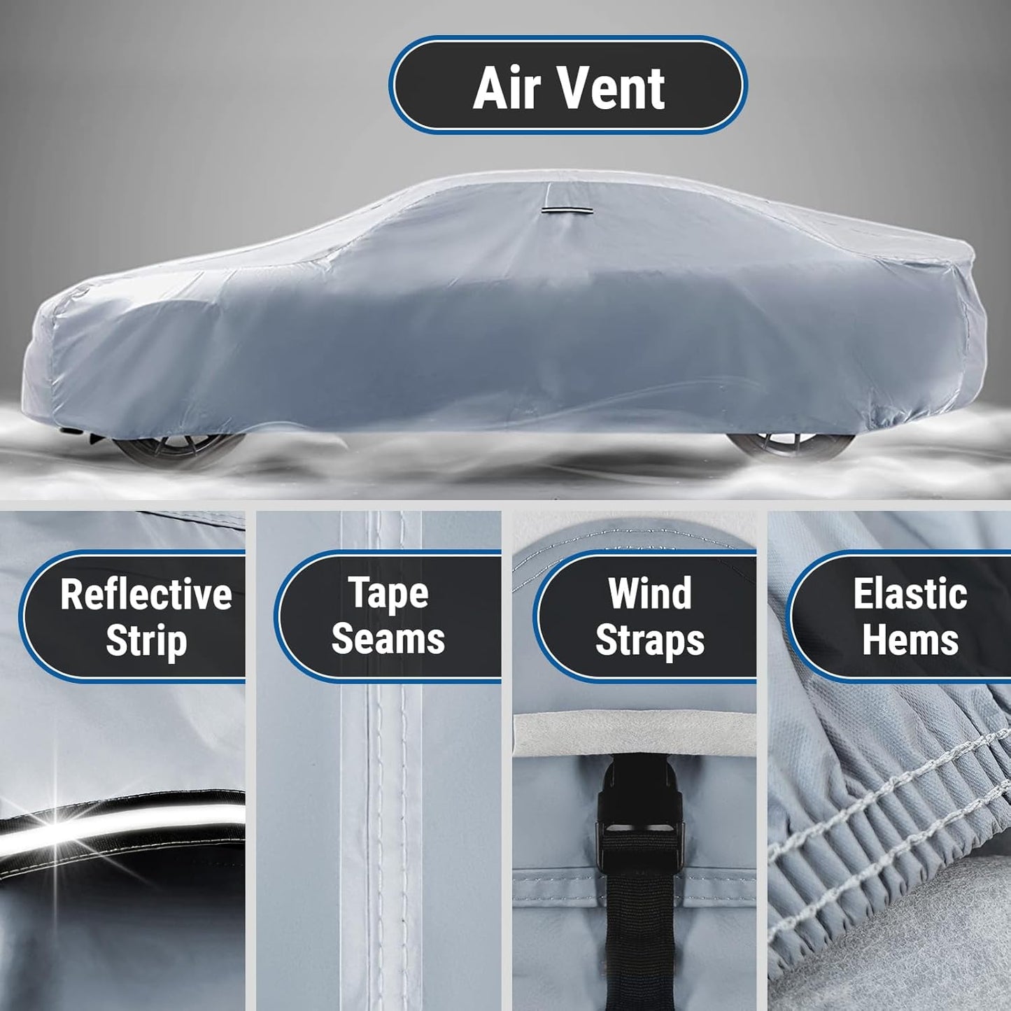 iCarCover Custom Car Cover for Buick Special Wagon (1957-1958) Waterproof All-Weather Rain Snow UV Sun Protector Full Exterior Indoor Outdoor Car Cover (Stripe - Gray/Black)