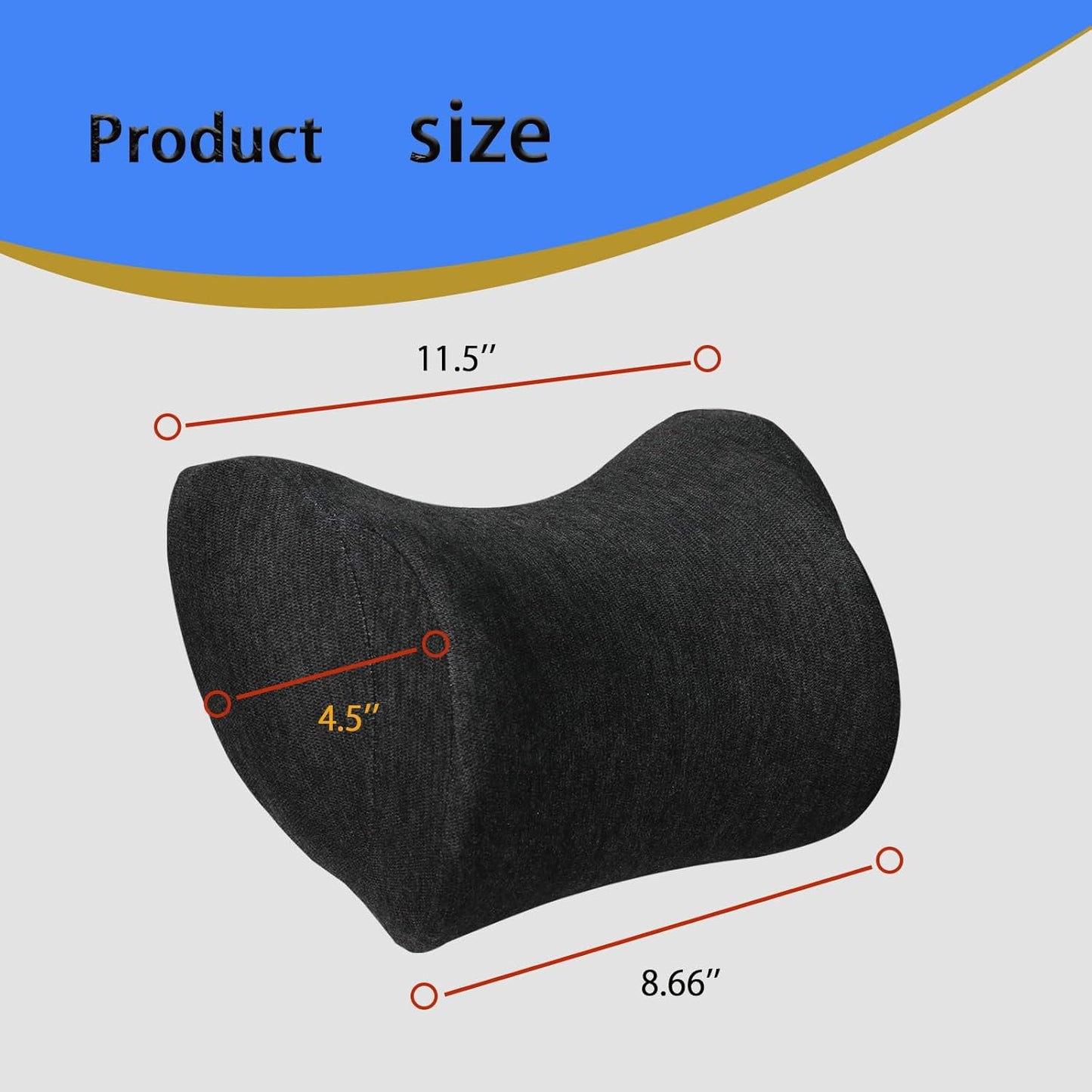 Car Neck Pillow for Driving Gaming Chair Neck Pillow with Adjustable Strap and Removable Cover, Memory Foam Headrest Pillow for Chairs, Ergonomic Design, 2 Pack