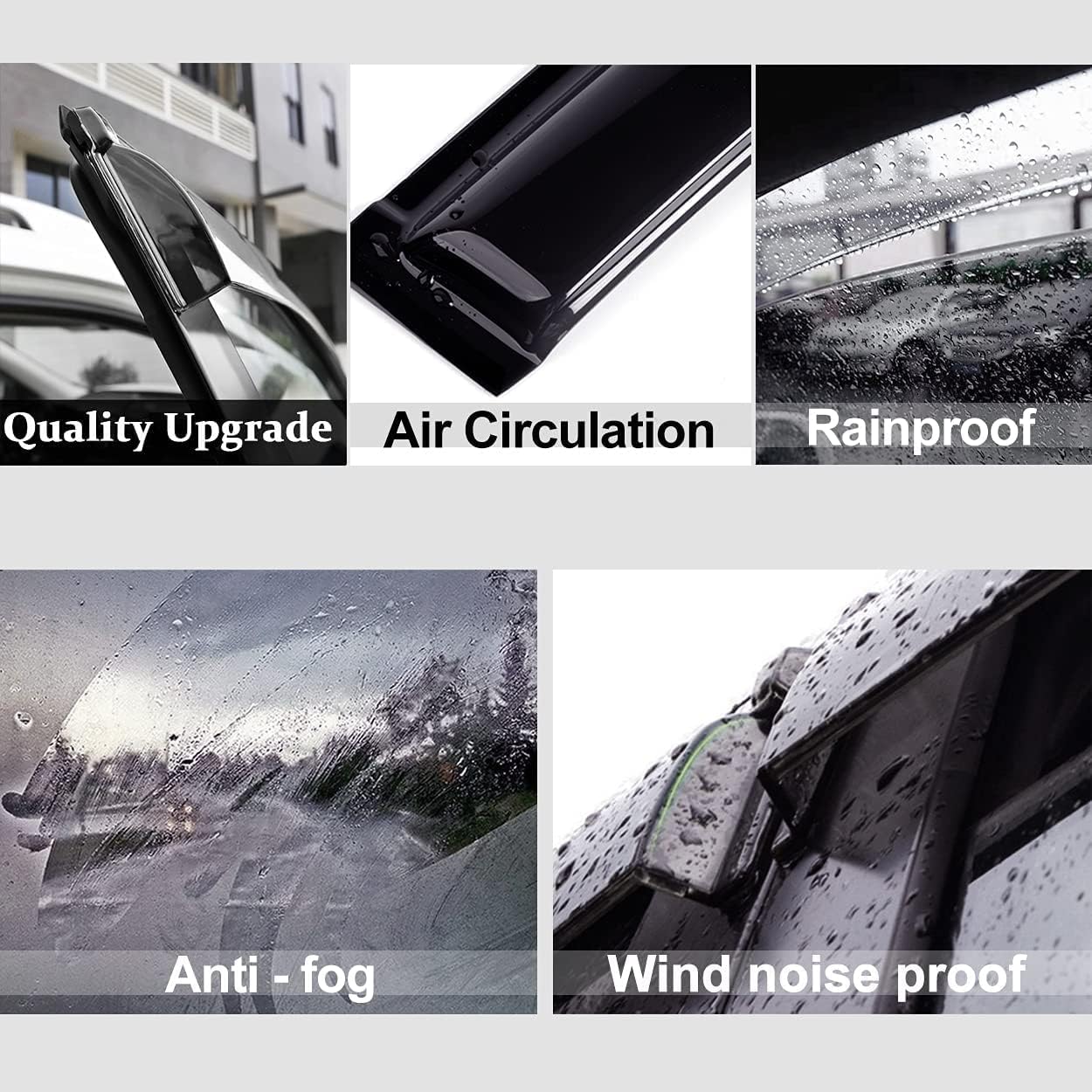 94656 Side Window Wind Deflector,4pcs Outside Mount Style Tape-On Nice Sun Rain Guards Set,Window Visor fit for 2005-2011 Dodge Dakota Quad Cab(Extended Cab)