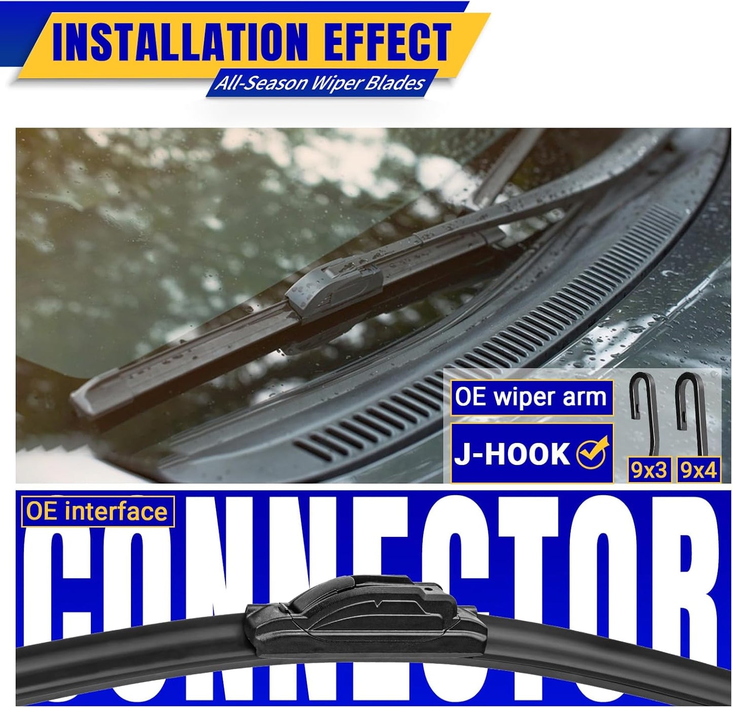 3 Wiper Blades Replacement for Subaru Legacy (2005-2009) & Forester (2009-2011) & Outback (2005-2009) - 24"/18"/14" (Set of 3) U/J Hook Windshield Wiper Blades