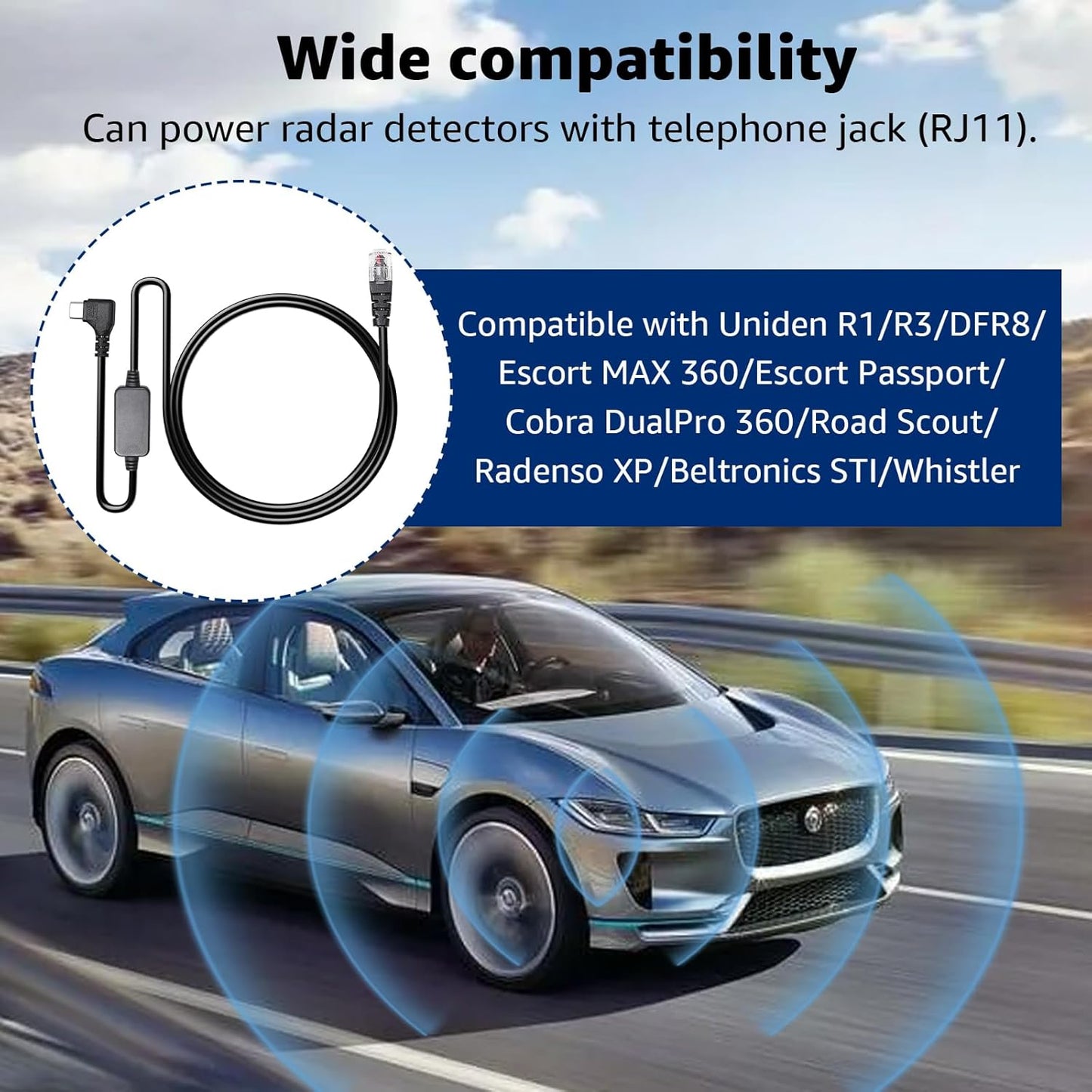 USB-C to RJ11 Plug Cable,Radar Detector Cable for Uniden R1 R3 R7 Escort MAX360 MAX 360c IX IXc Beltronics Cobra Passport 9500i Radenso XP etc(4.92FT)