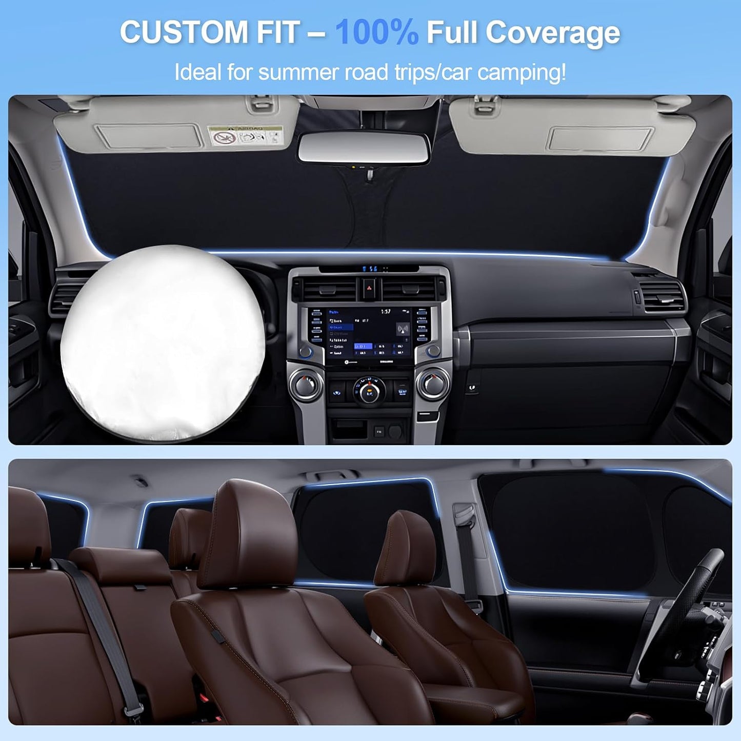 8pcs Car Window Shades for Kia Sorento SUV 2021-2025 Accessories,Windshield Side Rear Full Sunshade,Sun Visor UV Blocking, Privacy Protection and Blackout for Camping Outdoor