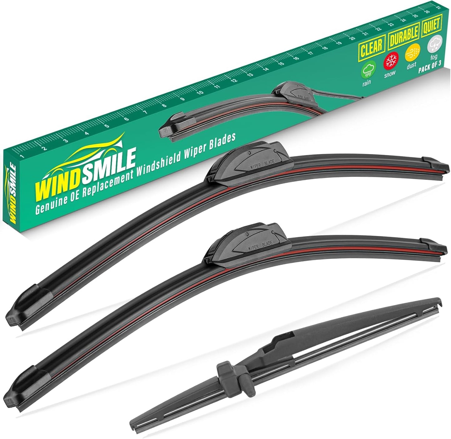22" 20" 12" Windshield Wiper Blades Replacement for Toyota 4Runner 2003 2004 2005 2006 2007 2008 2009 4 Runner Premium All Weather Front Rear Wipers Set - OEM Quality (Pack of 3)