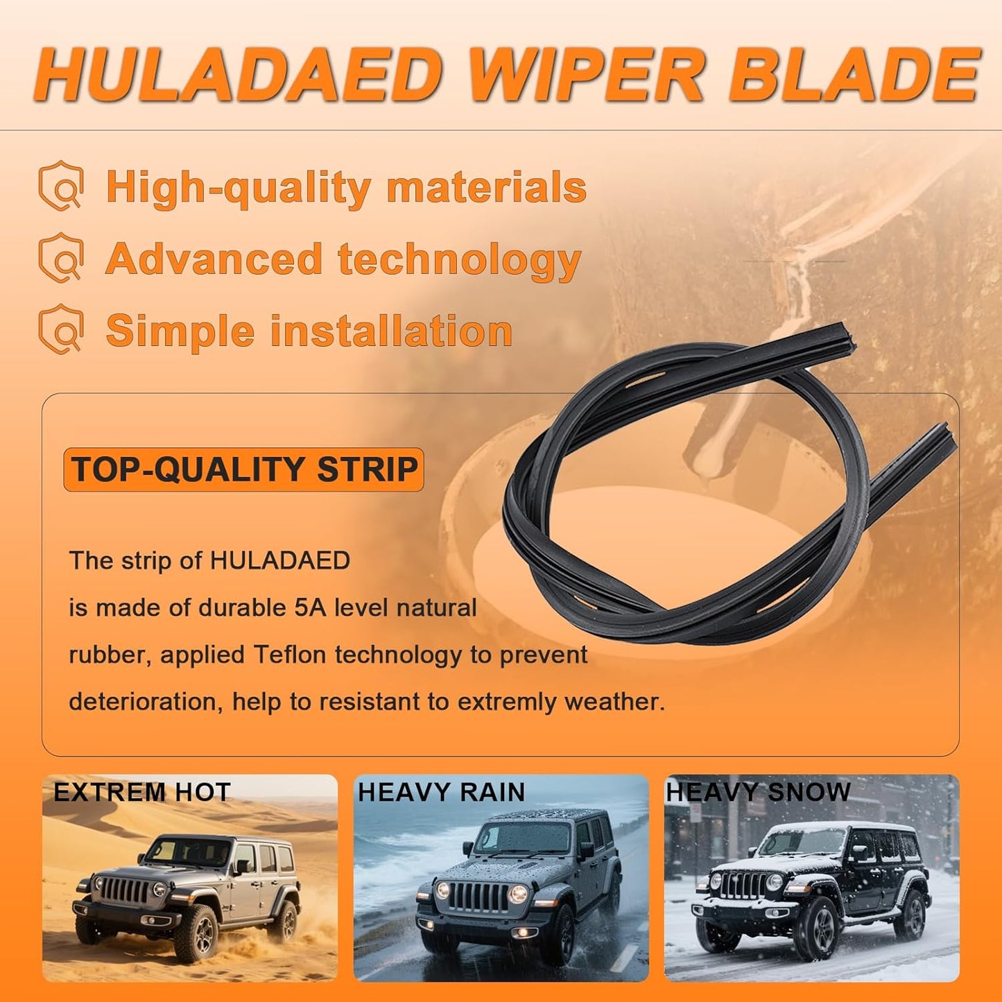 HULADAED® 26'' 16'' 11'' Windshield Wipers Replacement for Hyundai Santa Fe 19-23 Santa Fe XL 19 Elantra GT 18-20 Kia Sorento 16-20 Sportage 17-22,Silicone Front Rear Wiper blades for MY Car(3 PACK)