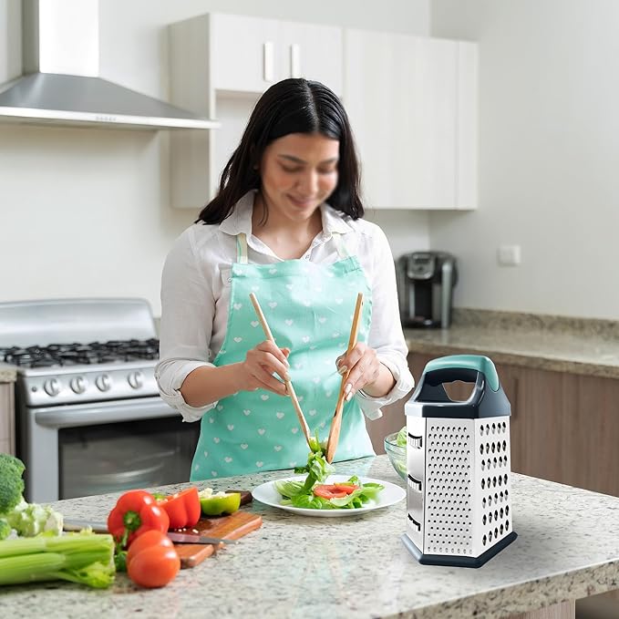 Cheese Grater, Box Graters for Kitchen, 6 Sides Stainless Steel Food Shredders for Cheese Vegetables Potatoes Carrot