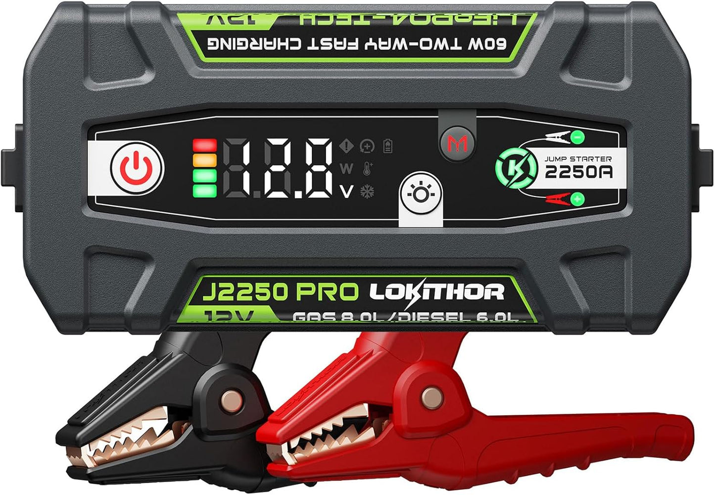 J2250 PRO Jump Starter with ConnectMax, 2250A LiFePO4 Car Starter Battery for 8.0L Gas and 6.0L Diesel Engines, Jump Pack with 60W Two-Way Fast Charging, Super-Safe and 2000 Cycle Life
