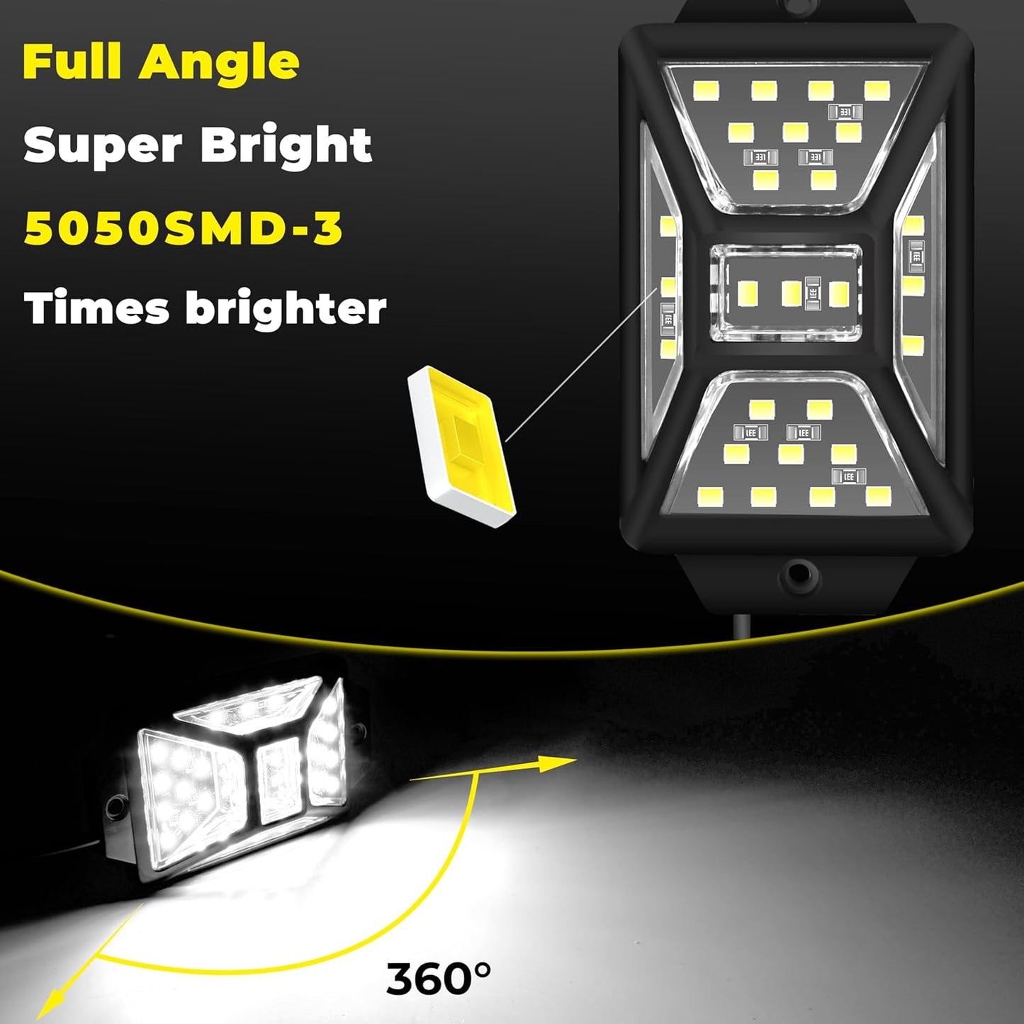 8 Pods 216 LEDs White Rock Lights with 11yd/10M Extension Wire, 6000K Super Bright Underglow Light, Waterproof IP67, 360° Full Angle Illuminate Rock Lights for Trucks Jeep UTV ATV SUV Boats