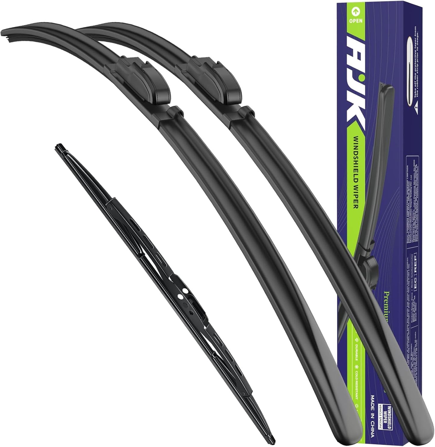 AJK Windshield Wiper Blade, OEM Quality Front and Rear Windshield Wipers for Jeep Compass 2007 2008 2009 2010 2011 2012 2013 2014 2015 2016, 22" 20" 11" Window Blades (Set of 3)