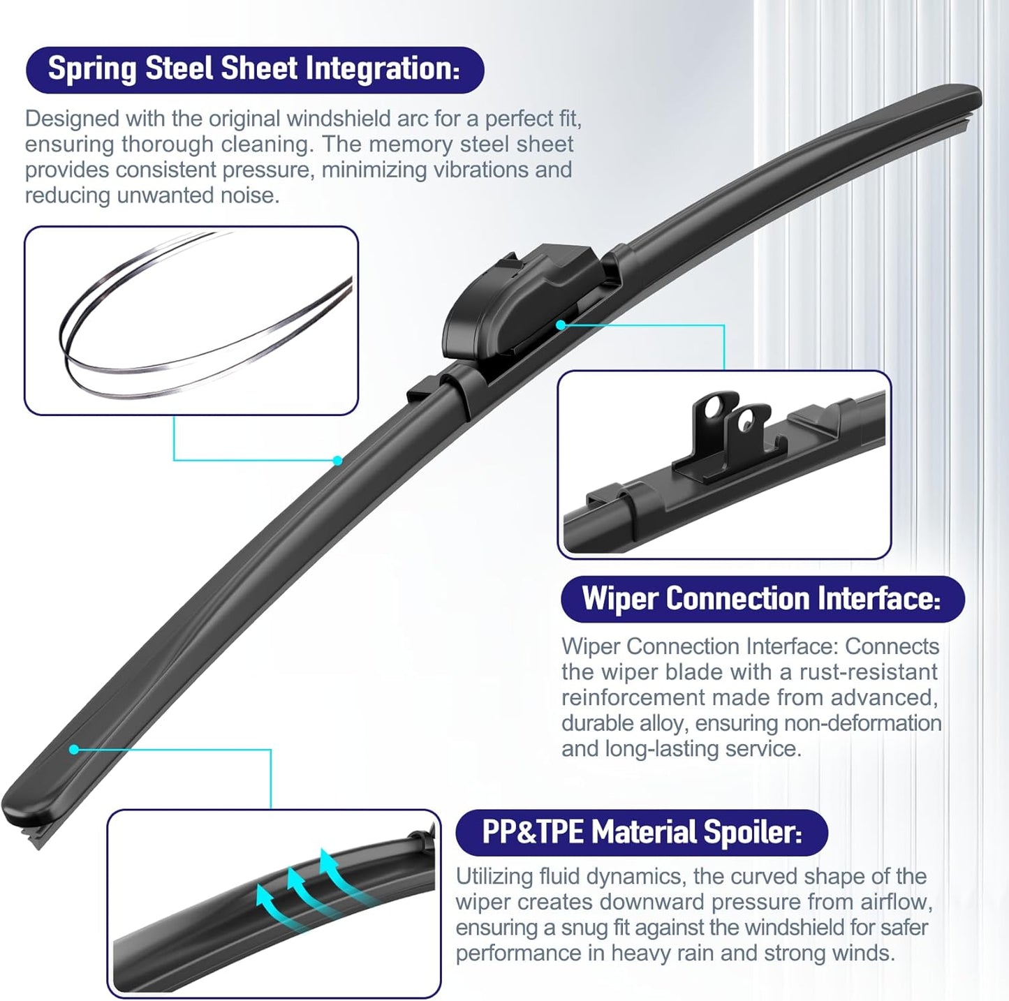 AJK Wiper Blades for Subaru Forester 2014 2015 2016 2017 2018, 2 Piece All Weather OEM Quality Automotive Replacement Windshield Wiper Blades for My Car