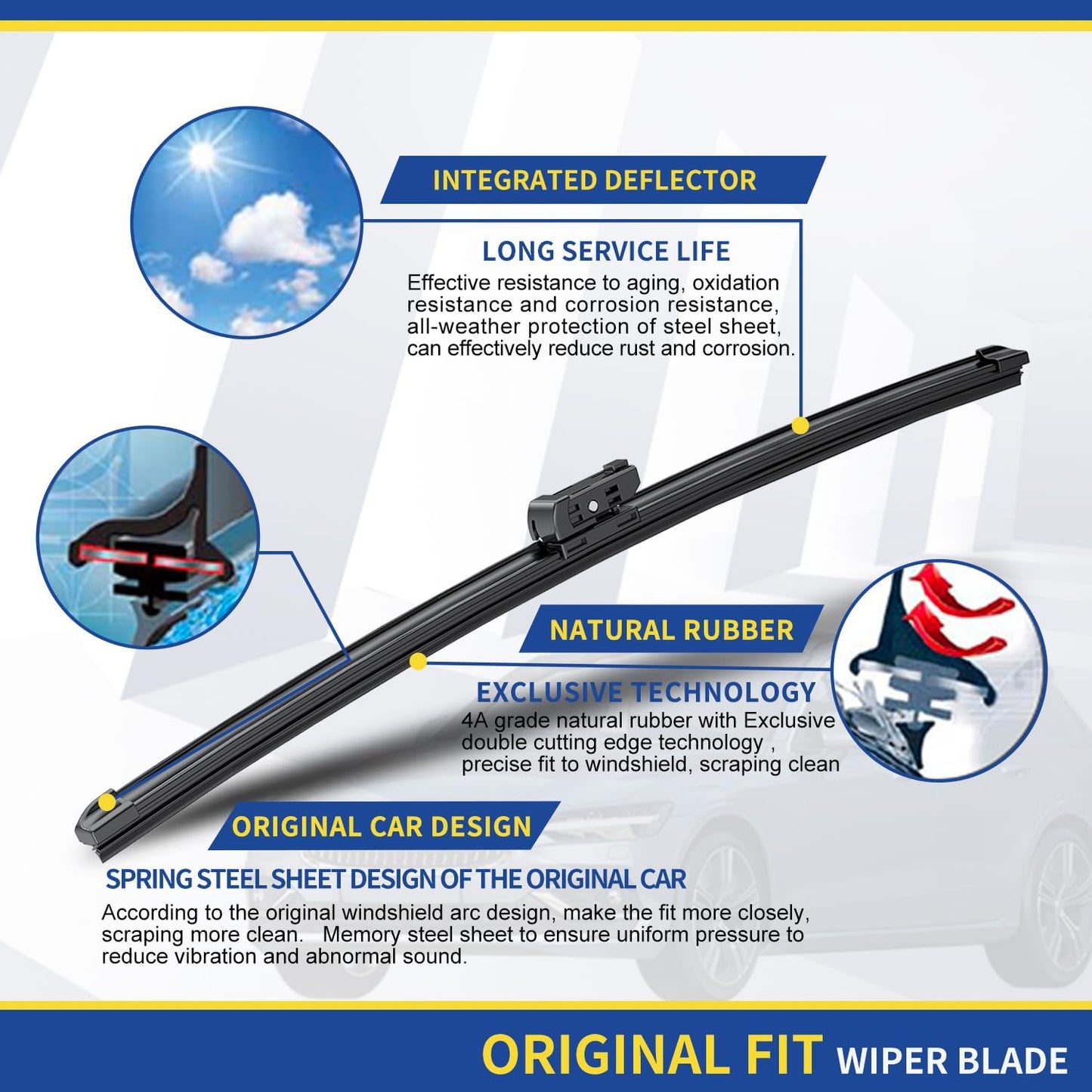 3 Wipers Factory Replacement For Toyota Prius 2016 2017 2018 2019 2020 2021 2022 2023 Original Equipment Replacement Windshield Wiper Blades Set 28"+16"+16" (Set of 3)