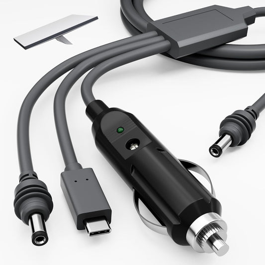 Starlink Mini Power Cable 10FT, 3-in-1 USB-C to DC Car Power Cord, Cigarette Lighter Adapter Cable 100W 12-24V Waterproof Barrel Jack for Starlink Mini