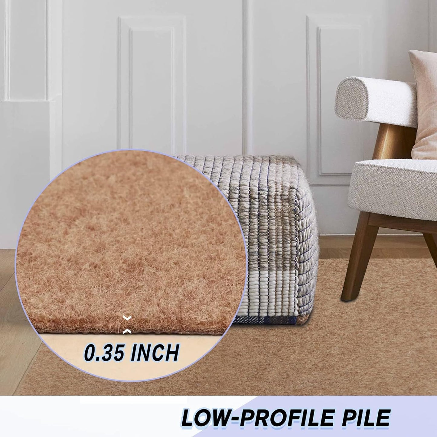 Custom Size Backed Non-Slip Area Rugs Runner, Easy Clean, Waterproof Runner Rugs for Hallway Entryway, Kitchen, Laundry, 3FT x 54FT, Beige