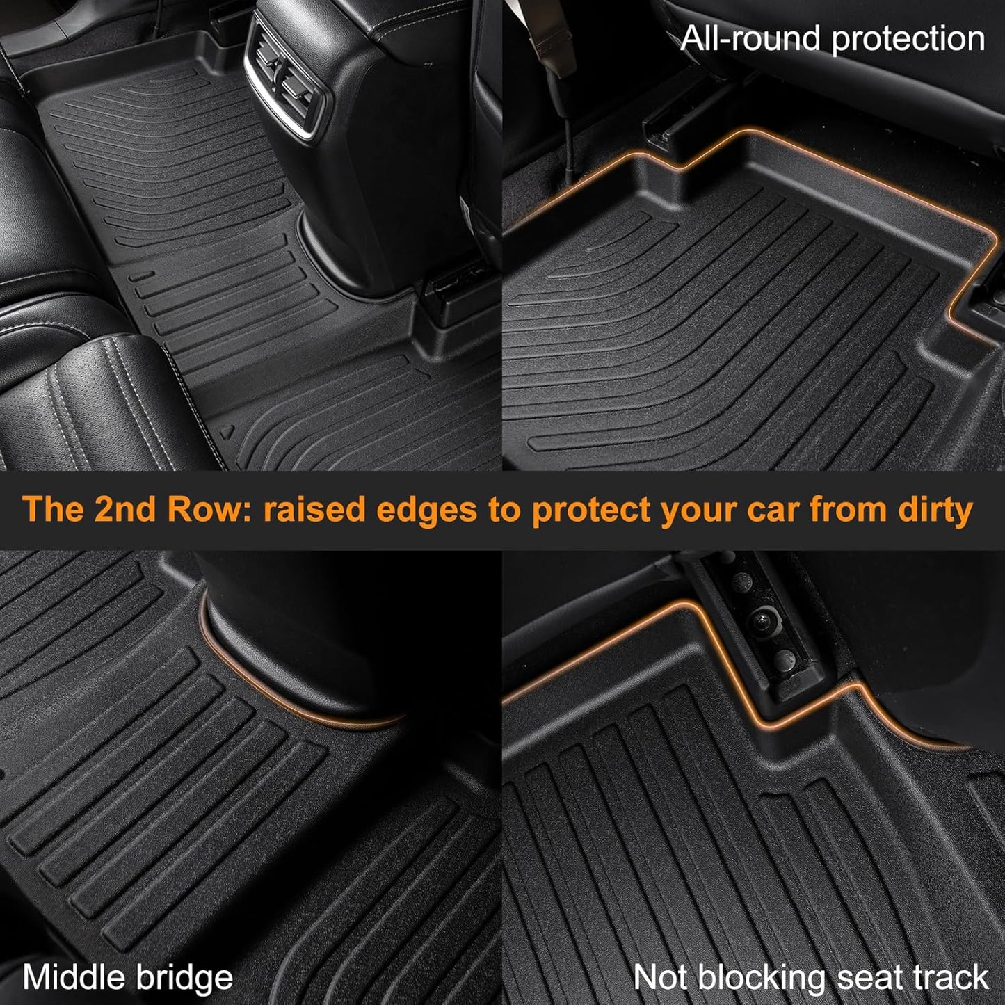 Binmotor-All Weather Floor Mats Cargo Liner for Toyota RAV4 2019-2024 2025(Only Gas Modesl), Heavy Duty Car Trunk Mat Floor Liners for RAV4 Accessories-Black