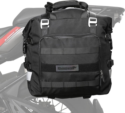 Rhinowalk Waterproof Motorcycle Saddlebags Luggage Bags 20L Quick Release for Adventure & Sport Bikes, Black (1 Pack)